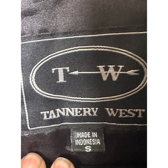 Tannery West Leather Jacket Vintage Moto Biker Belted Coat Black Women's S - Picture 8 of 8